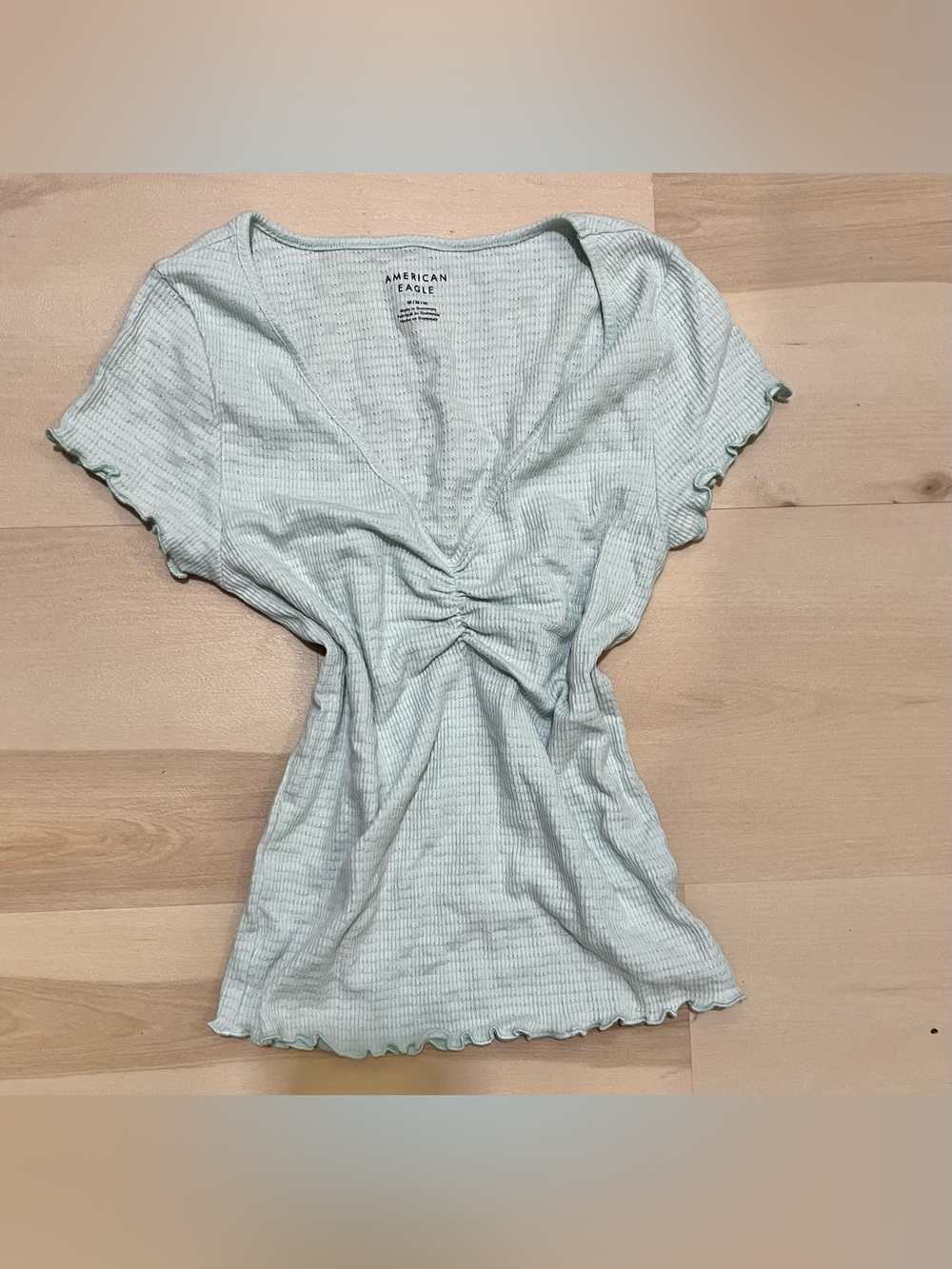 American Eagle Women Medium Cute Cottagecore Boho Retro Y2K Lettuce Trim Top